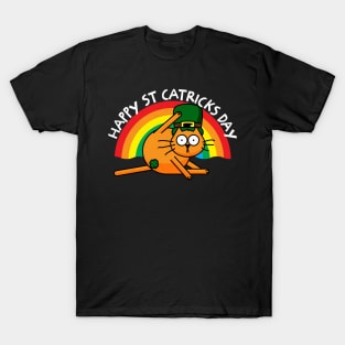 St Catricks Day Cat Leprechaun Shamrock Censor T-Shirt